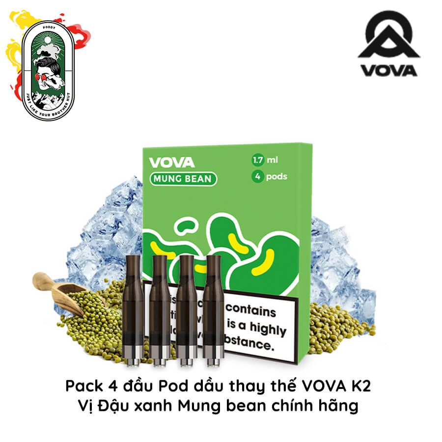  Pack 4 Đầu Pod Dầu Thay Thế VOVA K2 Mung Bean Đậu Xanh Chính Hãng 