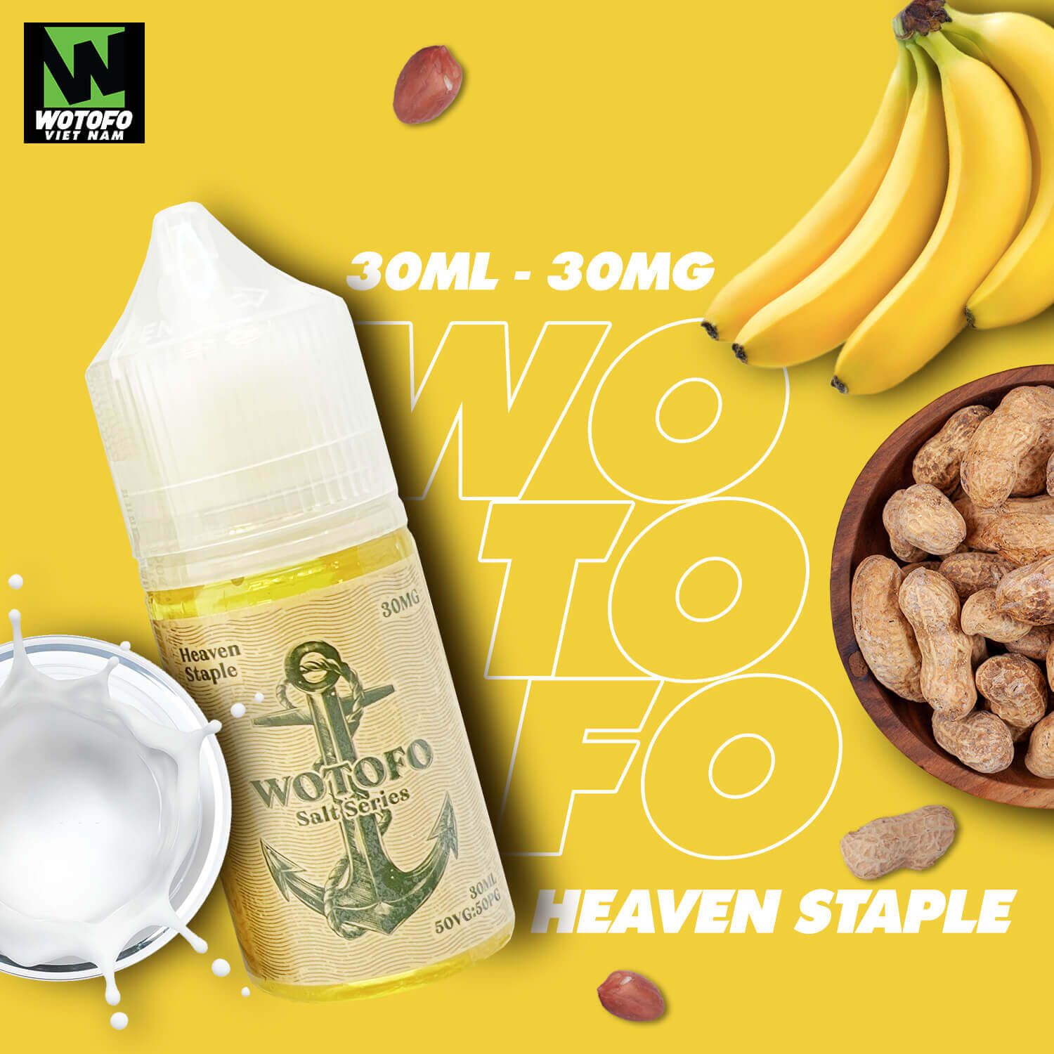  Tinh dầu vape Wotofo Salt Nic Chuối Đậu Caramel 30ml 30mg Chính Hãng 