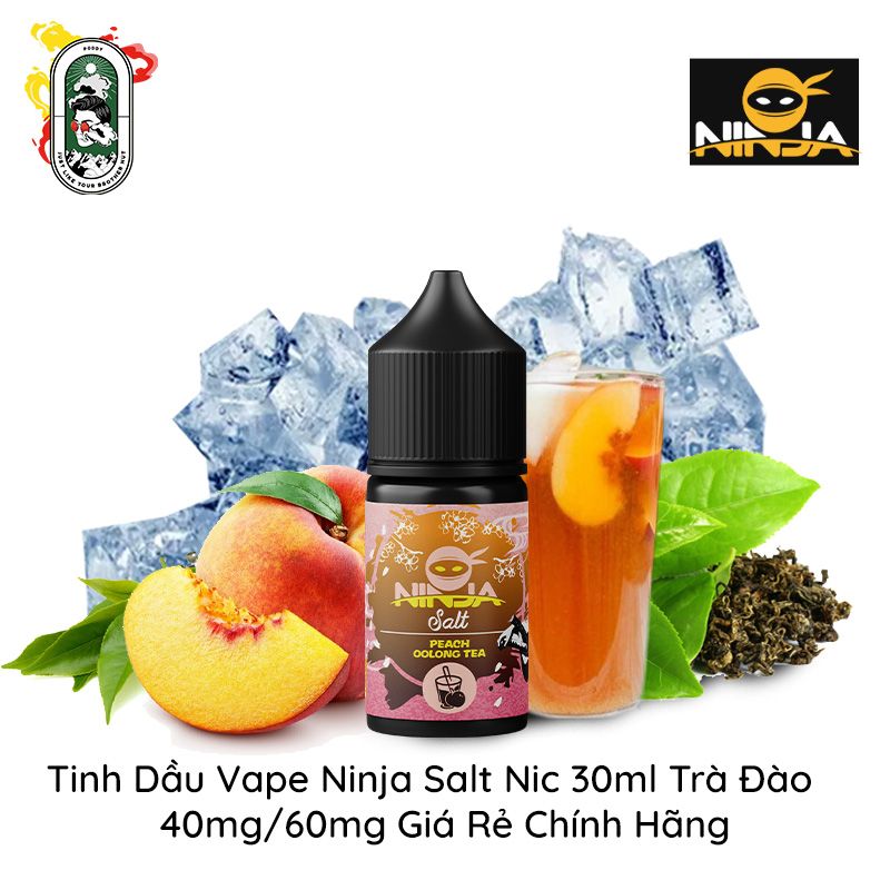  Tinh Dầu Vape Ninja Salt Nic Trà Olong Đào 30ml Chính Hãng 