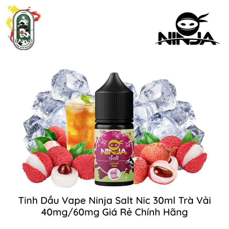  Tinh Dầu Vape Ninja Salt Nic Trà Vải 30ml Chính Hãng 