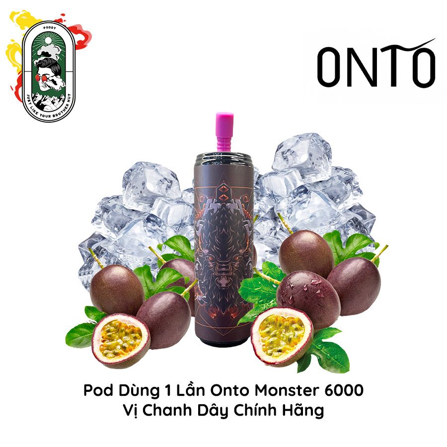  Pod dùng 1 lần Onto Monster 6000 hơi vị Chanh Dây Lạnh chính hãng 