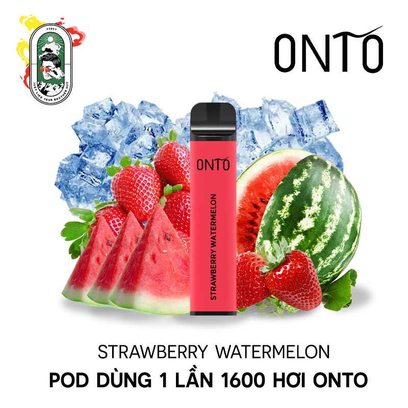  Pod Dùng 1 Lần 1600 hơi ONTO 6ML Strawberry Watermelon Dưa Hấu Dâu 50MG Chính Hãng 