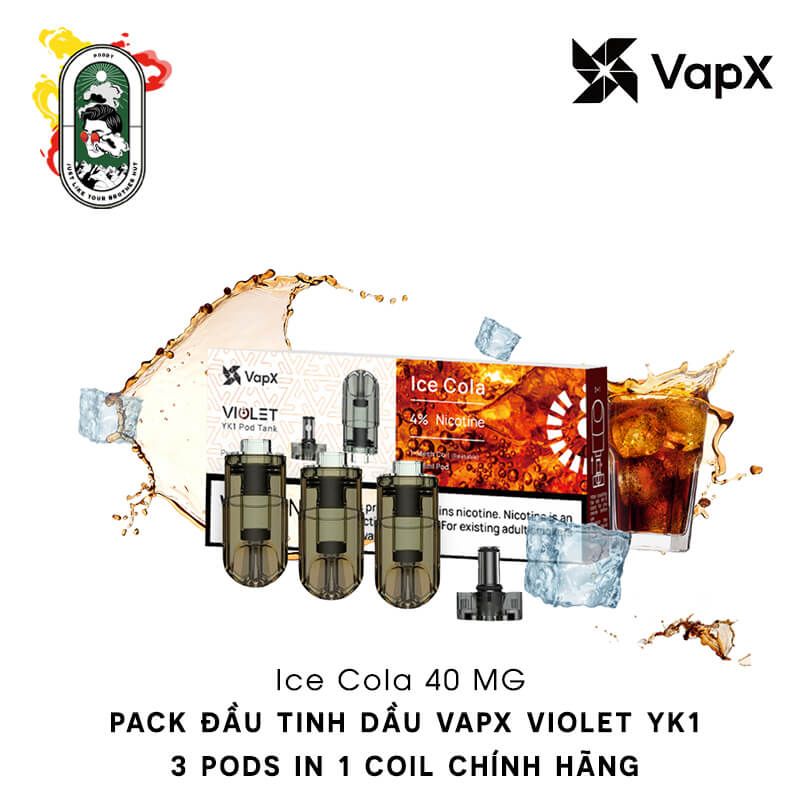  Pack 3 Đầu Pod VapX Violet YK1 kèm 1 Coil Ice Cola Chính Hãng 
