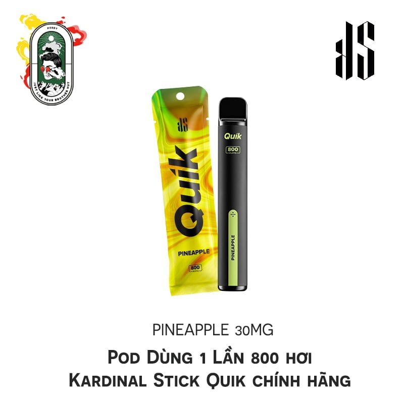  Pod Dùng 1 Lần 800 hơi Kardinal Stick Quik Pineapple 30MG Chính Hãng 