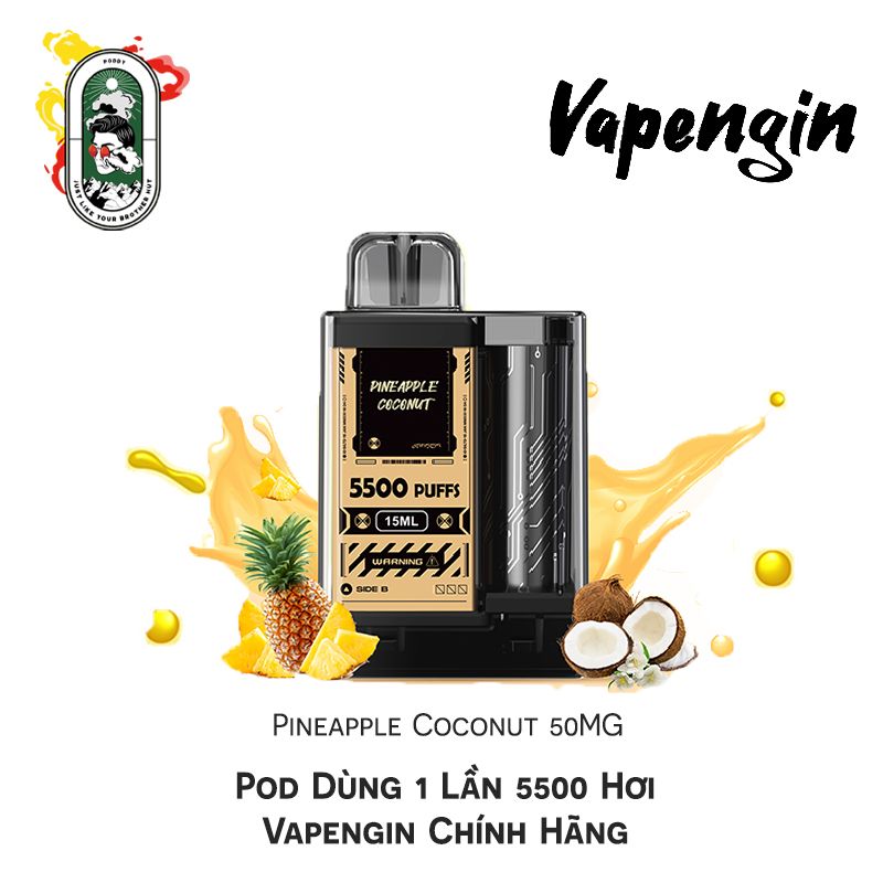  Pod Dùng 1 Lần 5500 Hơi Vapengin Pineapple Coconut 50MG Chính Hãng 