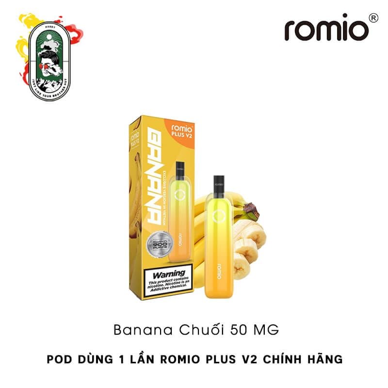  Pod Dùng 1 Lần Romio Plus V2 Banana Chuối Chính Hãng 