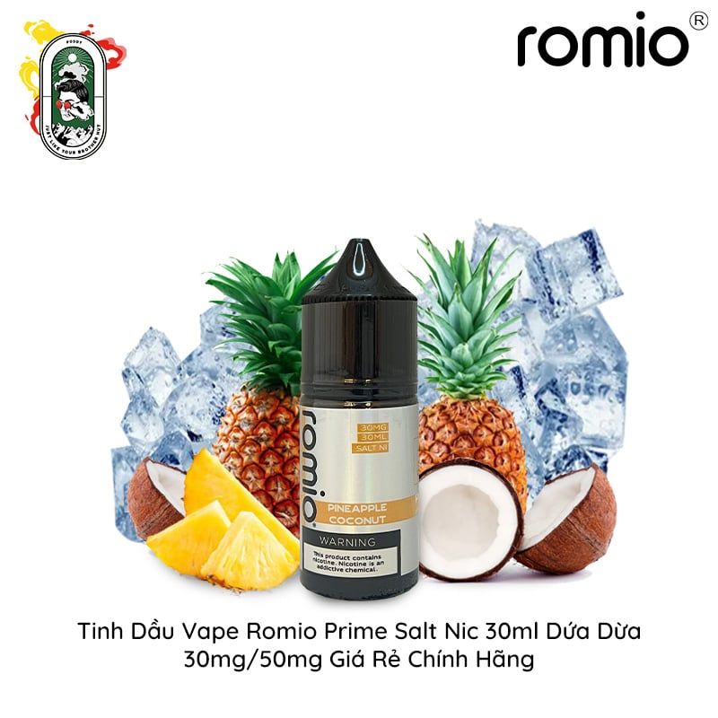  Tinh Dầu Vape Romio Prime Salt Nic Dứa Dừa 30ml Chính Hãng 