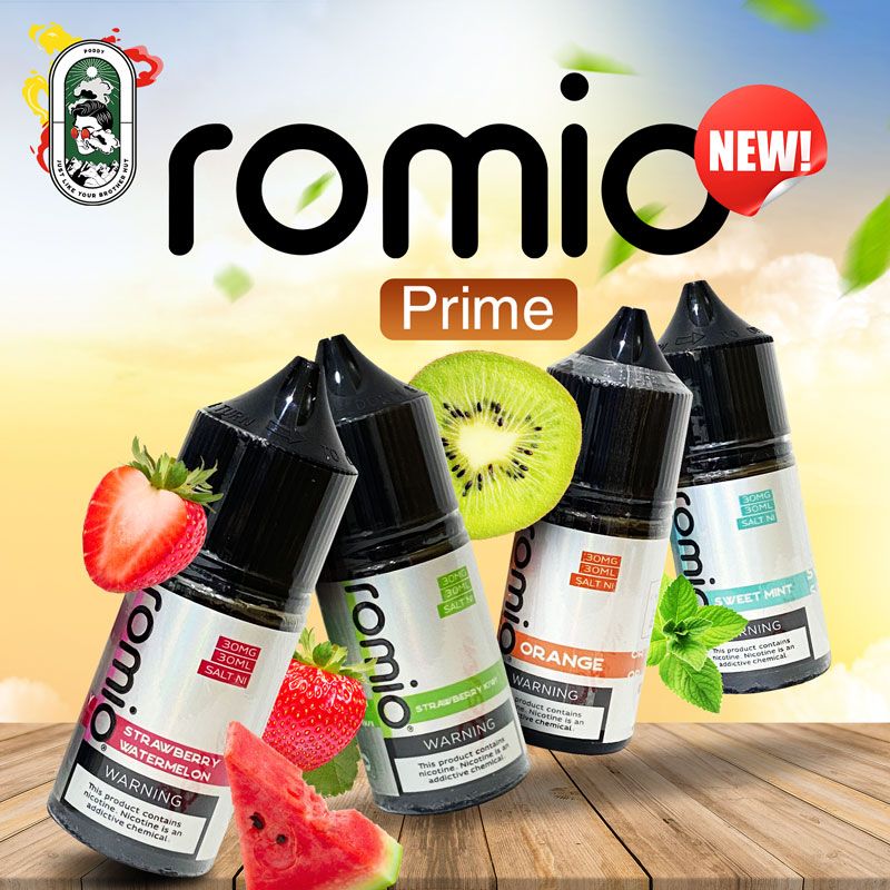  Tinh Dầu Vape Romio Prime Salt Nic Dâu Tây Kiwi 30ml Chính Hãng 