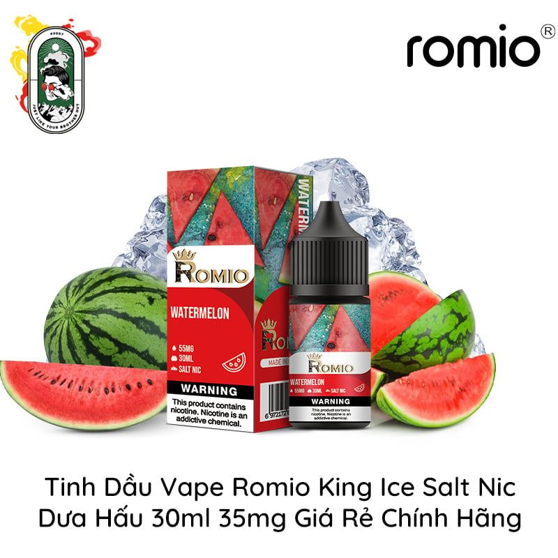  Tinh Dầu Vape Romio King Ice Salt Nic Dưa Hấu 30ml Chính Hãng 