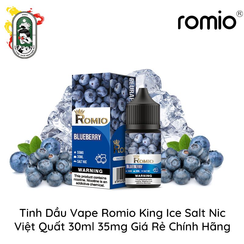  Tinh Dầu Vape Romio King Ice Salt Nic Việt Quất 30ml Chính Hãng 