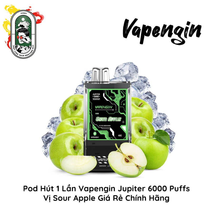  Pod Dùng 1 Lần 6000 hơi Vapengin Jupiter Táo Chua 50MG Chính Hãng 