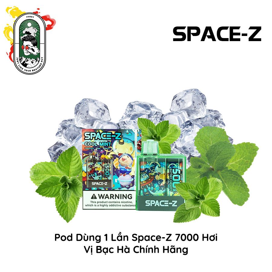  Pod dùng 1 lần Space-Z 7000 hơi Bạc Hà Chính Hãng 