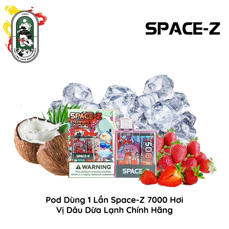  Pod dùng 1 lần Space-Z 7000 hơi Dâu Dừa Lạnh Chính Hãng 