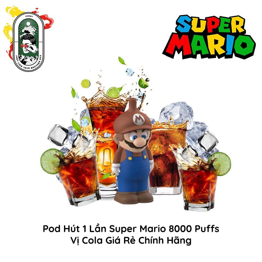  Pod Dùng 1 Lần Super Mario 8000 Hơi Vị Cola Chính Hãng 
