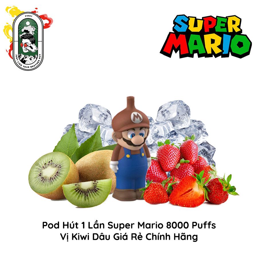  Pod Dùng 1 Lần Super Mario 8000 Hơi Vị Kiwi Dâu Chính Hãng 