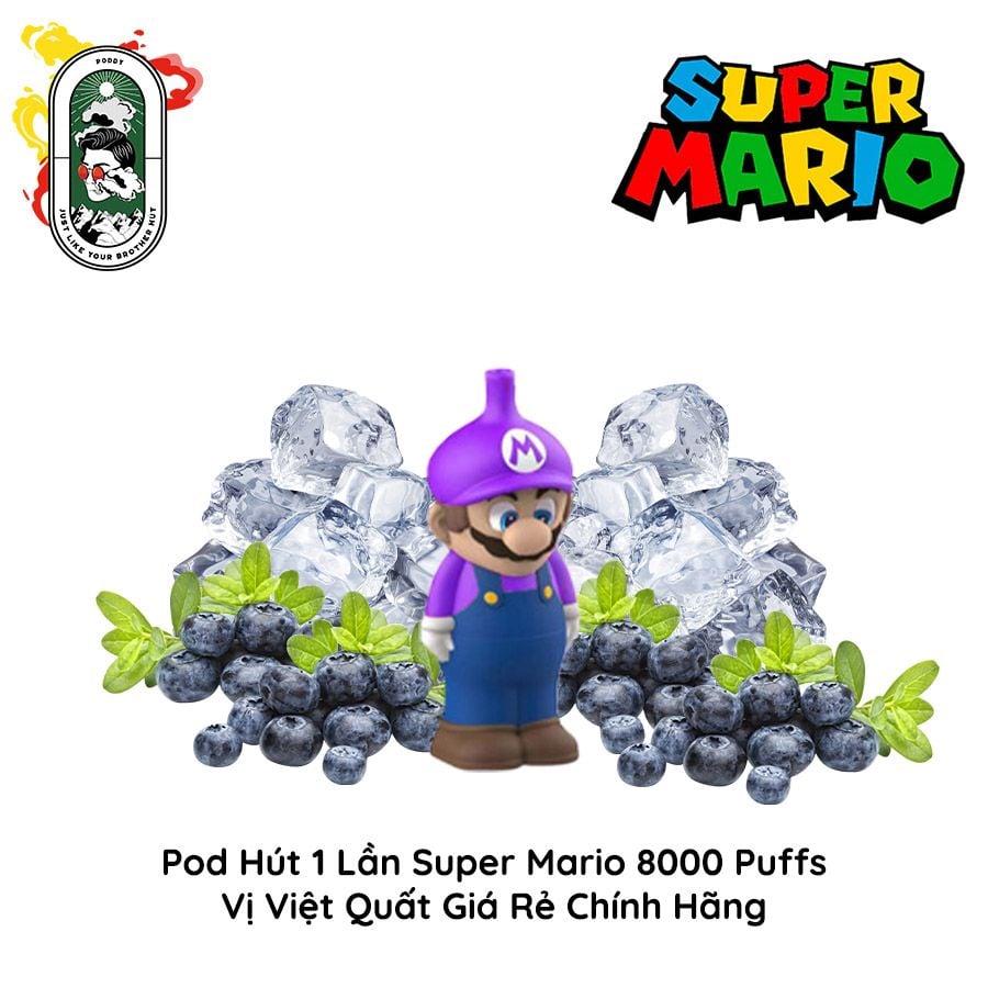  Pod Dùng 1 Lần Super Mario 8000 Hơi Vị Việt Quất Chính Hãng 