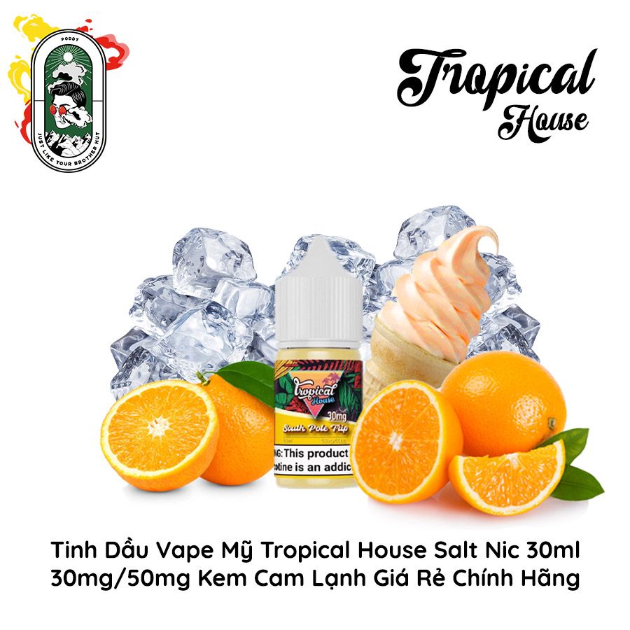  Tinh Dầu Vape Mỹ Tropical House Salt Nic Kem Cam Lạnh 30ml Chính Hãng 