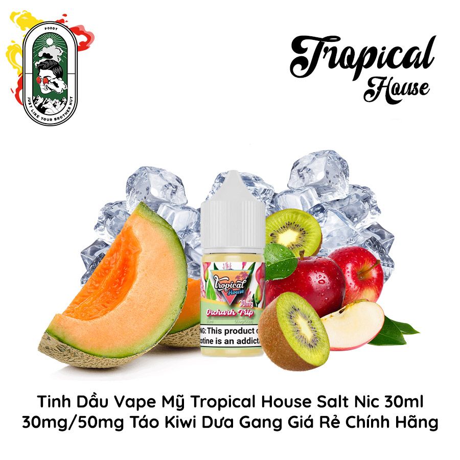  Tinh Dầu Vape Mỹ Tropical House Salt Nic Táo Kiwi Dưa Gang 30ml Chính Hãng 