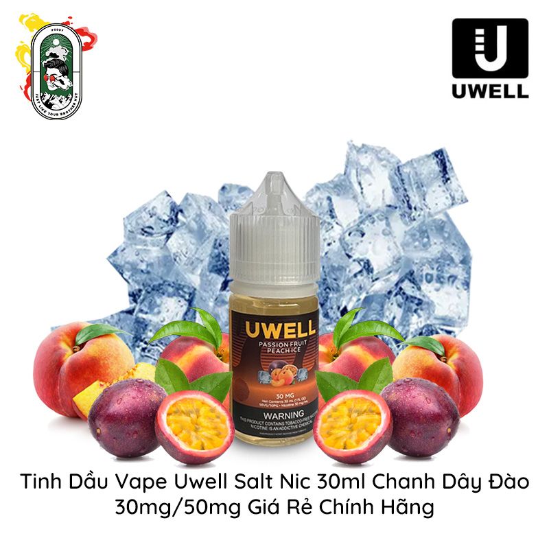  Tinh Dầu Vape Uwell Salt Nic Chanh Dây Đào 30ml Chính Hãng 