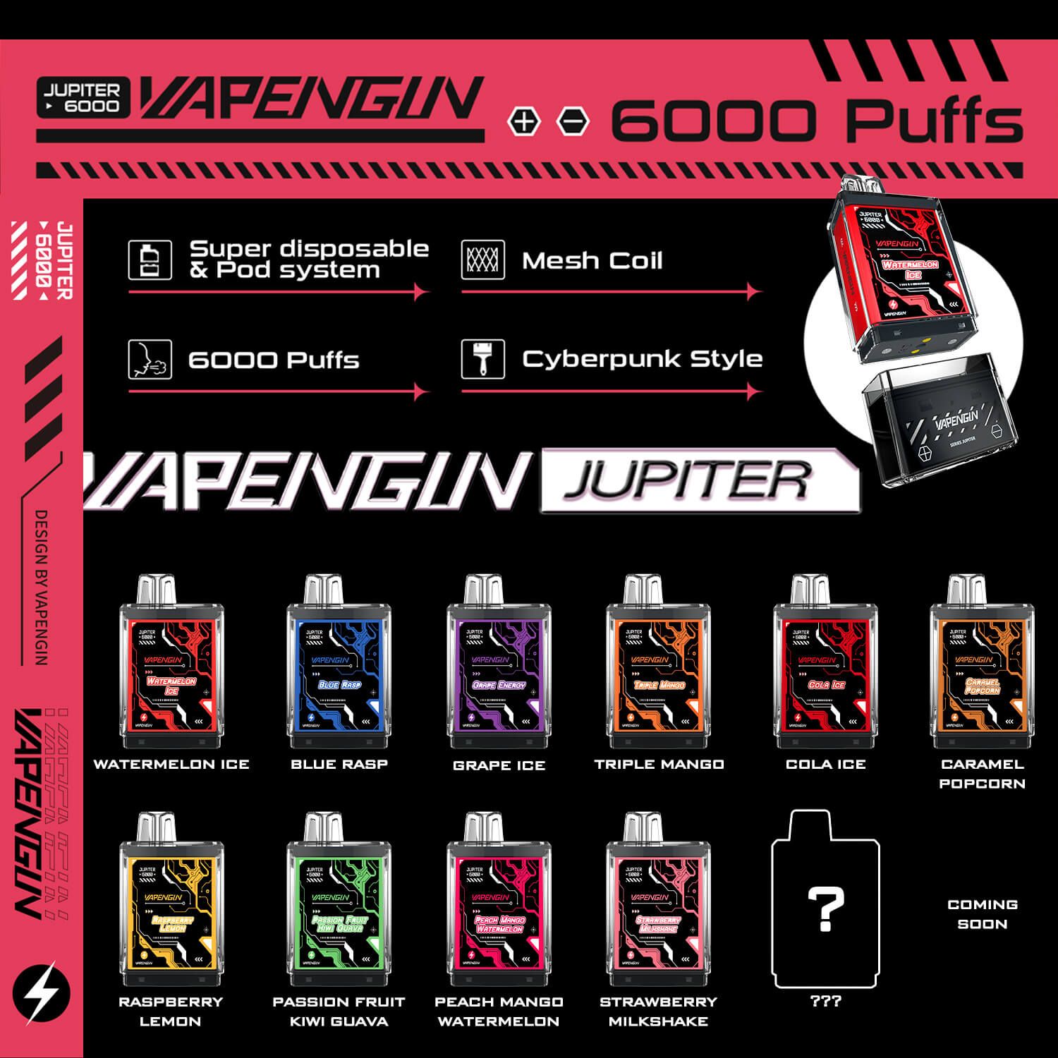 Pod 1 Lần 6000 Hơi Vapengin Jupiter Caramel Popcorn 50MG Chính Hãng