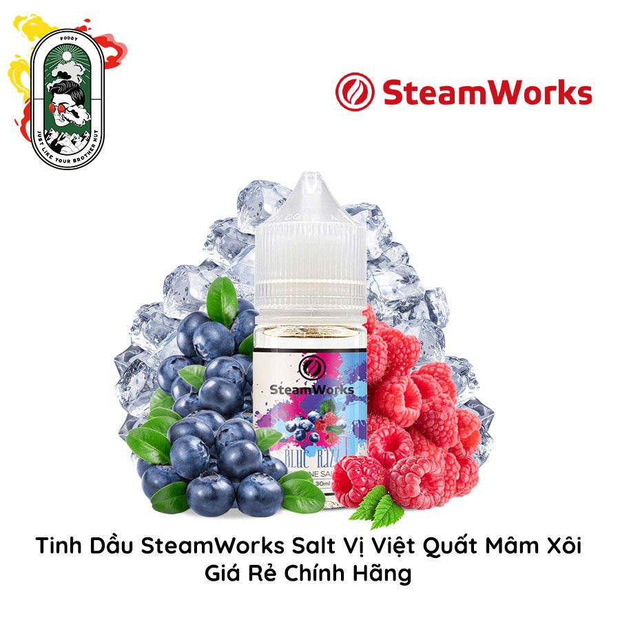  Tinh Dầu Vape Steamworks Salt Nic Việt Quất Mâm Xôi 30ml Chính Hãng 