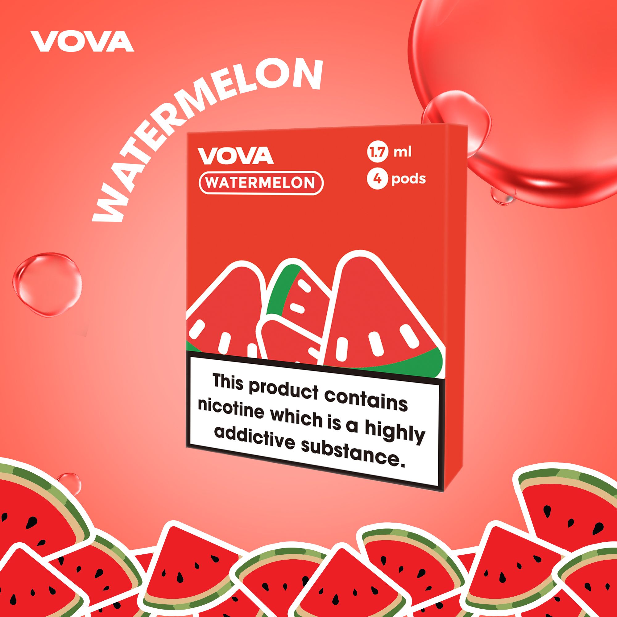  Pack 4 Đầu Pod Dầu Thay Thế VOVA K2 Watermelon Dưa hấu Chính Hãng 