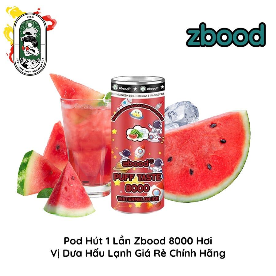  Pod Dùng 1 Lần Zbood 8000 hơi Dưa Hấu Lạnh Chính Hãng 