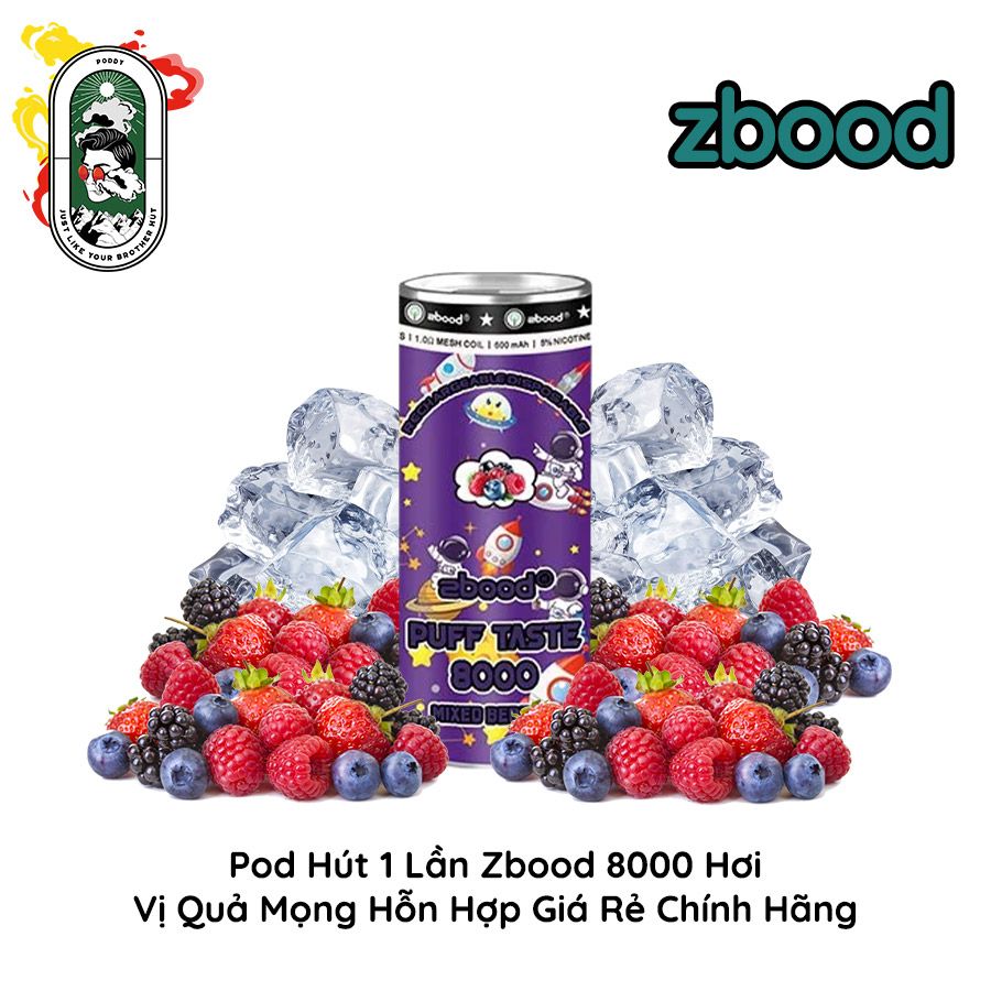  Pod Dùng 1 Lần Zbood 8000 hơi Quả Mọng Hỗn Hợp Chính Hãng 