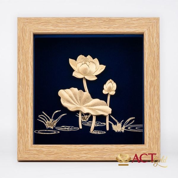 Quà tặng Tranh Hoa Sen dát vàng 24k ACT GOLD ISO 9001:2015