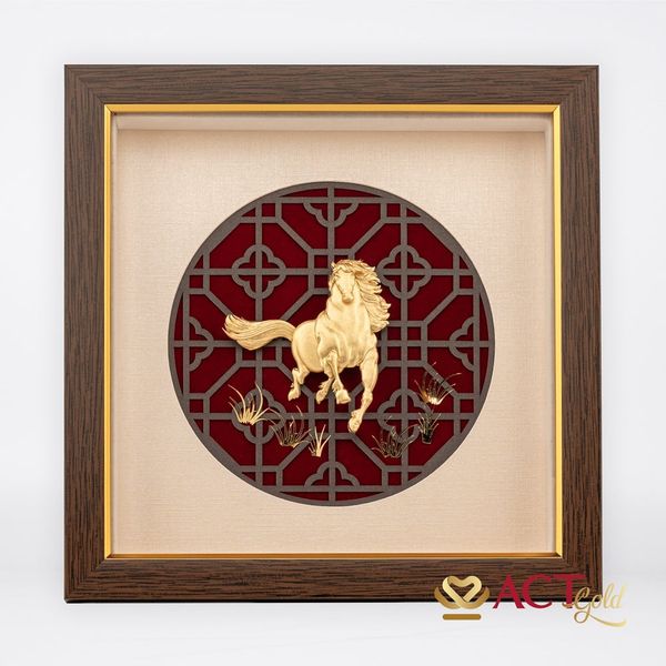 Tranh Ngựa dát vàng 24k ACT GOLD ISO 9001:2015 (Mẫu 1)