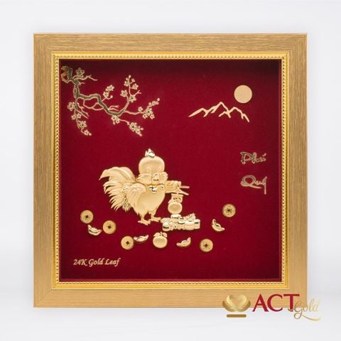 Tranh Gà Con dát vàng 24k ACT GOLD ISO 9001:2015
