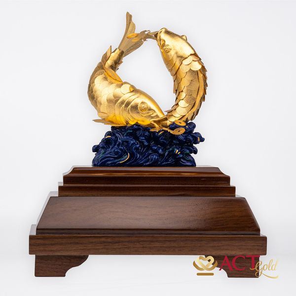 Quà tặng Đôi Cá Chép dát vàng 24k ACT GOLD ISO 9001:2015(Mẫu 1)