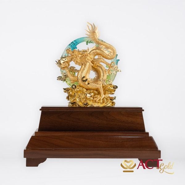 Quà tặng Rồng Dâng Ngọc dát vàng 24k ACT GOLD ISO 9001:2015