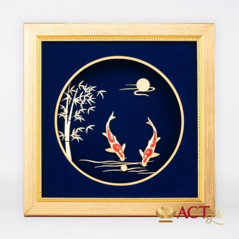 Quà tặng Tranh Song Ngư dát vàng 24k ACT GOLD ISO 9001:2015