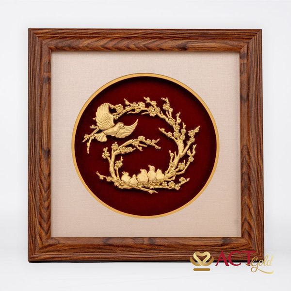 Quà tặng Tranh tình mẫu tử dát vàng 24k ACT GOLD ISO 9001:2015