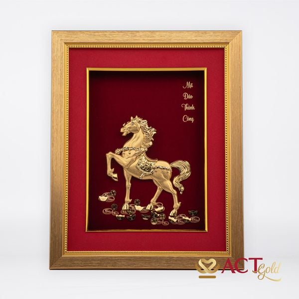 Tranh Ngựa dát vàng 24k ACT GOLD ISO 9001:2015 (Mẫu 2)