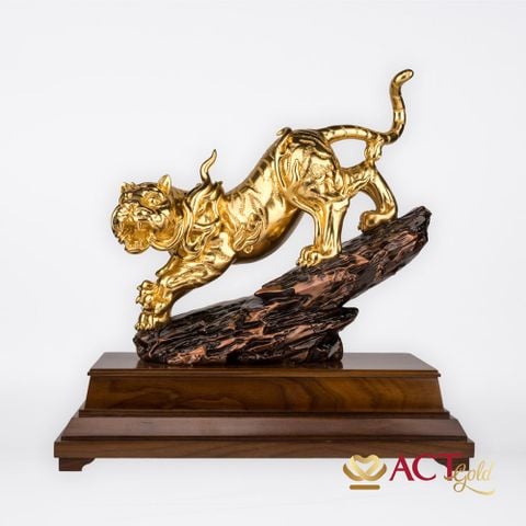 Quà tặng Biểu Trưng Bạch Hổ dát vàng 24k ACT GOLD ISO 9001:2015