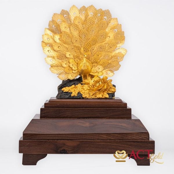 Quà tặng Chim Công dát vàng 24k ACT GOLD ISO 9001:2015 (Mẫu 4)