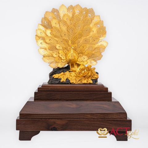 Quà tặng Chim Công dát vàng 24k ACT GOLD ISO 9001:2015 (Mẫu 4)