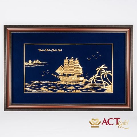 Quà tặng tranh Thuyền dát vàng 24k ACT GOLD ISO 9001:2015 (Mẫu 7)