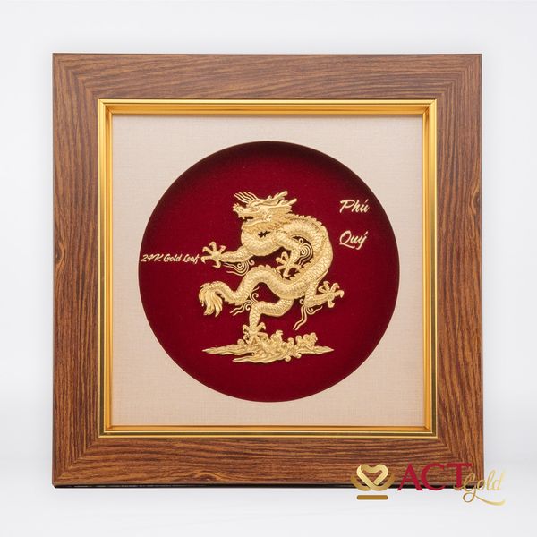 Tranh Rồng Phú Quý dát vàng 24k ACT GOLD ISO 9001:2015