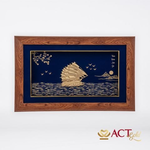 Quà tặng tranh Thuyền dát vàng 24k ACT GOLD ISO 9001:2015