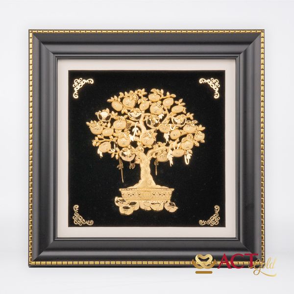 Quà tặng Tranh Cây Cam Tài Lộc dát vàng 24k ACT GOLD ISO 9001:2015