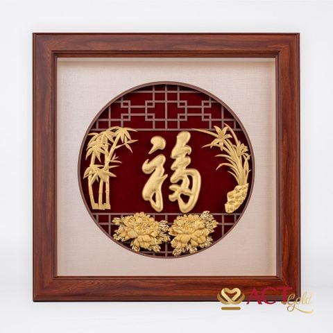 Quà tặng Tranh Chữ Phúc Hán Tự dát vàng 24k ACT GOLD ISO 9001:2015