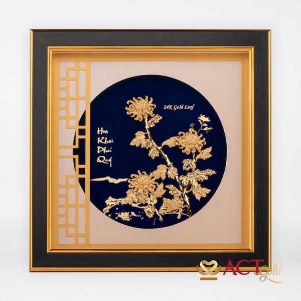 Quà tặng Tranh Hoa Cúc dát vàng 24k ACT GOLD ISO 9001:2015