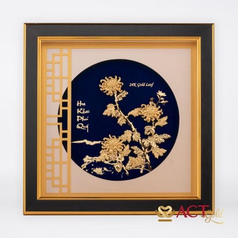 Quà tặng Tranh Hoa Cúc dát vàng 24k ACT GOLD ISO 9001:2015