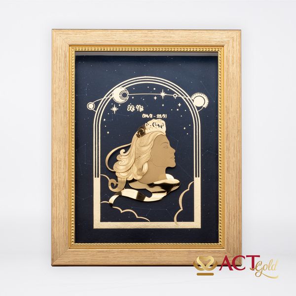 Quà tặng Tranh Cung Xử Nữ dát vàng 24k ACT GOLD ISO 9001:2015
