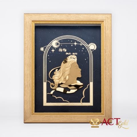 Quà tặng Tranh Cung Xử Nữ dát vàng 24k ACT GOLD ISO 9001:2015