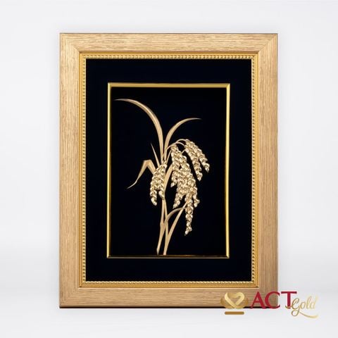 Quà tặng tranh Cây Lúa dát vàng 24k ACT GOLD ISO 9001:2015
