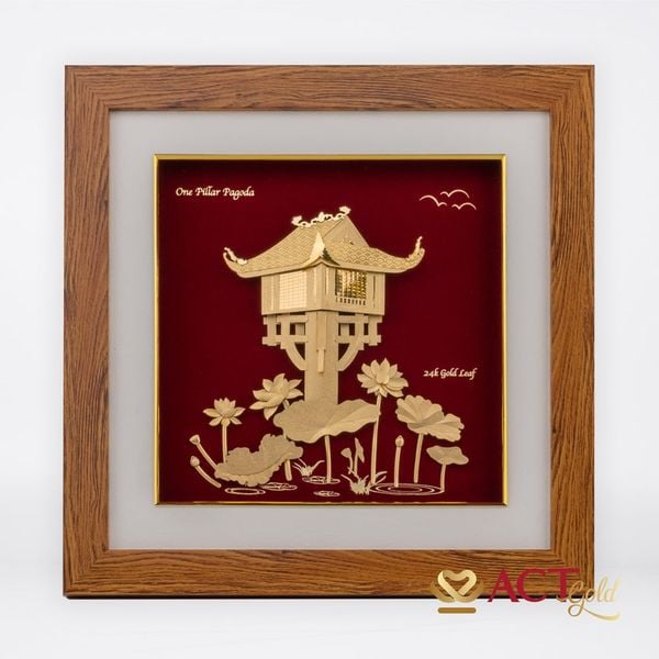 Tranh Chùa Một Cột dát vàng 24k ACT GOLD ISO 9001:2015